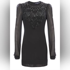 French Connection Beaded Black Cocktail Dress